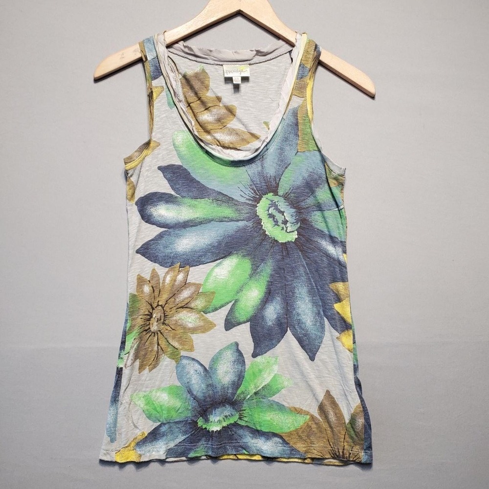 Porridge Anthropologie Tank Top Womens XS Floral Supima Cotton Silk Trim Boho